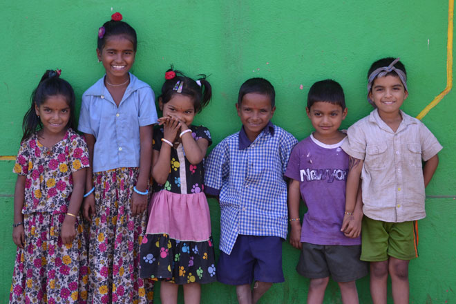 Indian kids at a slum school