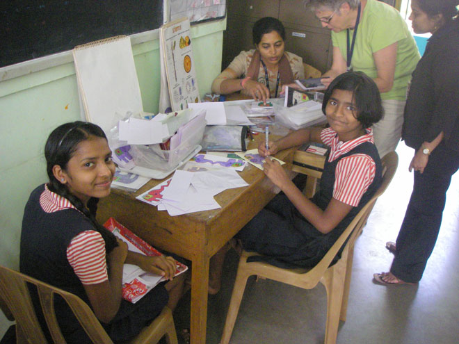 Shanti Niketan Schoolchildren making cards